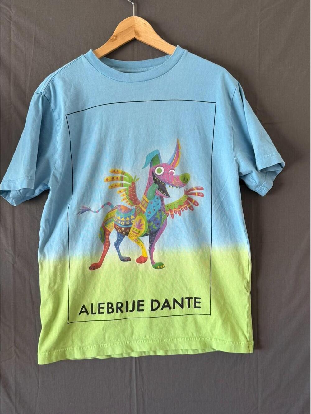 Disney Pixar Coco Alebrije Dante T Shirt Mens Medium Blue Green Ombre Dip Dye
